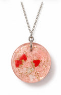 Pink Heart Circle Pendant Necklace