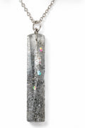 Silver Glitter Bar Pendant Necklace