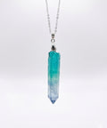 Teal Blue Healing Crystal Pendant Necklace