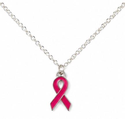 Fuchsia/Magenta Cancer Charm Necklace