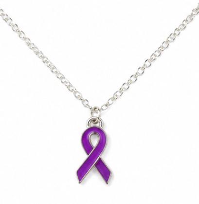 Purple Cancer Charm Necklace