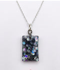 Galaxy Black Holographic Rectangle Pendant Necklace