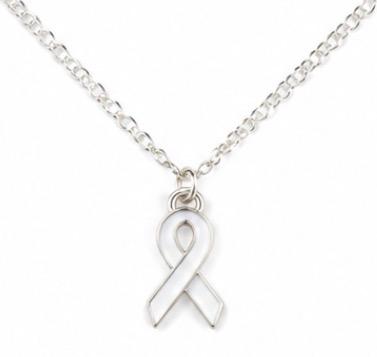 White Cancer Charm Necklace